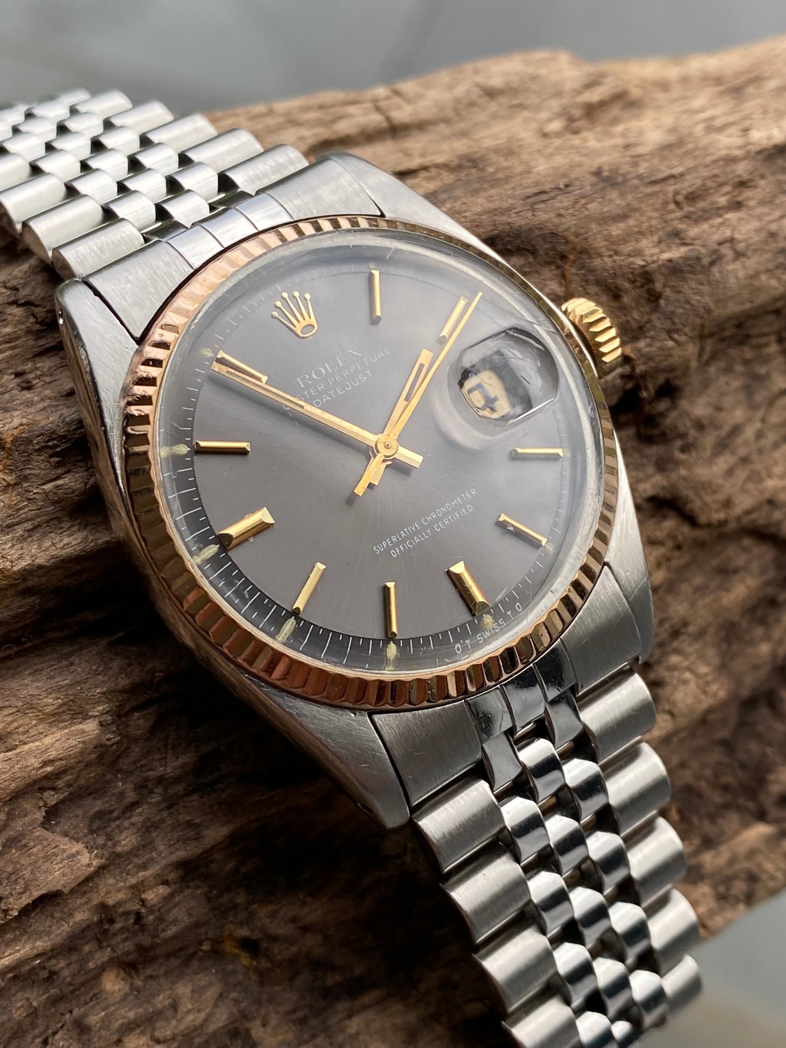 Rolex datejust two tone grey dial sales